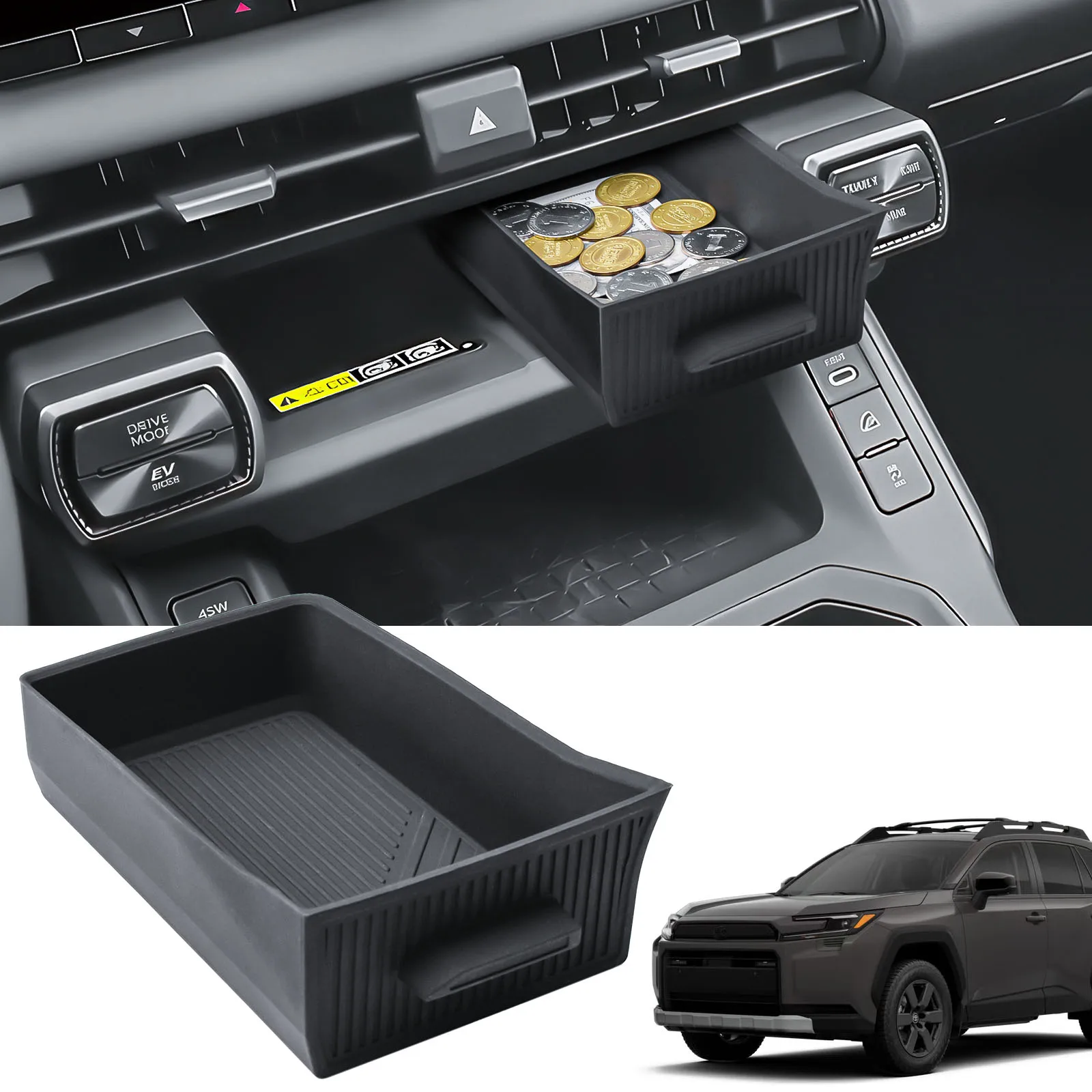 

Center Console Drawer Hidden Coin Storage Box Tray for 2026 Toyota RAV4/RAV-4 Interior Coin Drawer Storage Organizer Accessories