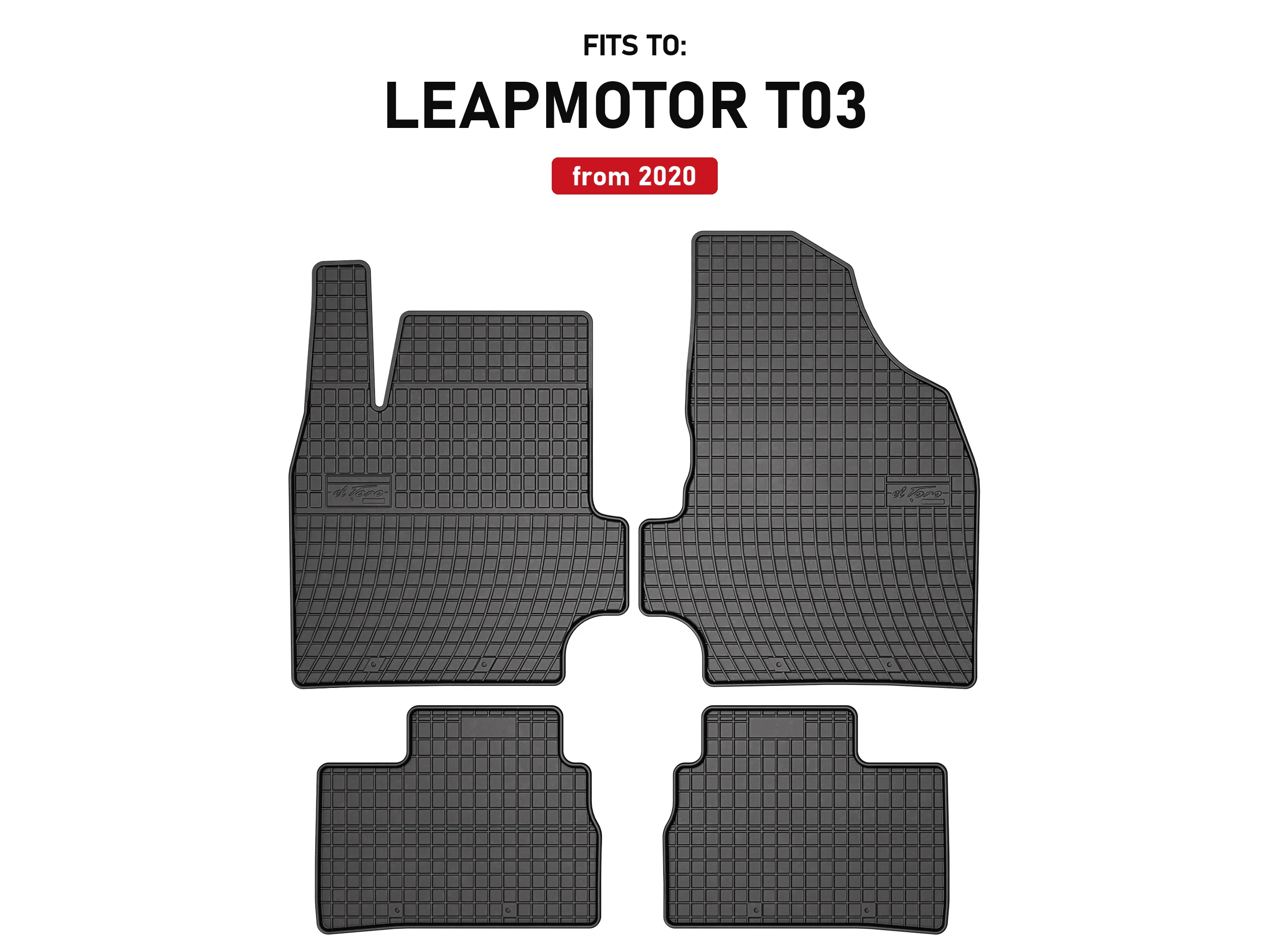 Image of Schwarze Gummifußmatten für: Leapmotor T03 2020- Schrägheck