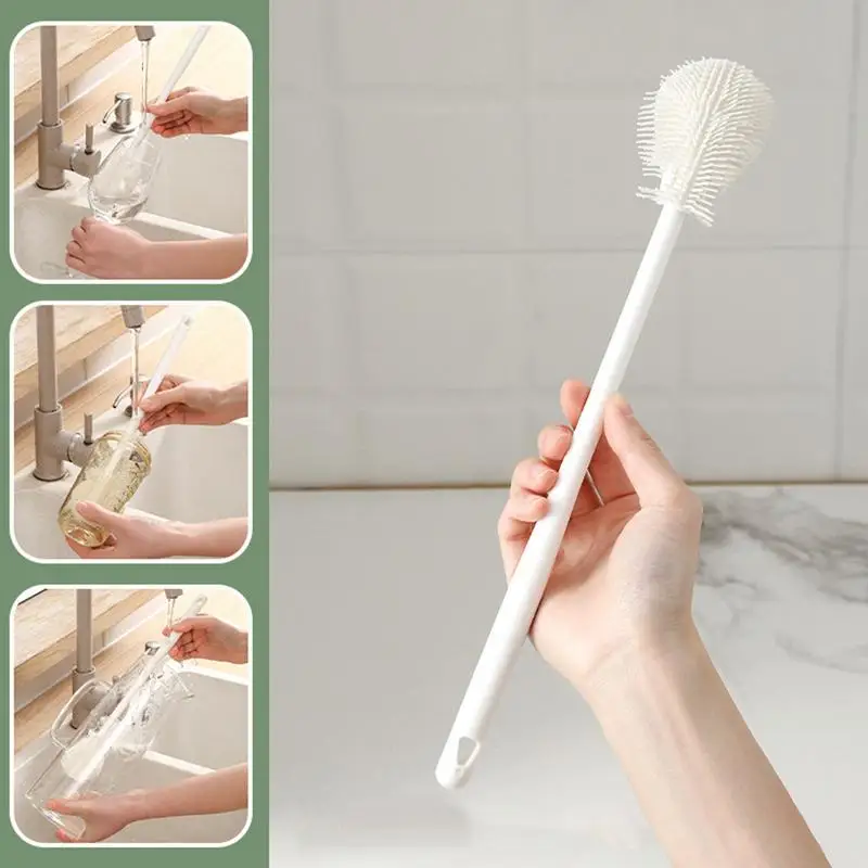 Bottle Cleaner Brush Long Handle Bottle Scrubber Brush Hangable Bottle Cleaner For Cups Glassware Bottle Scrubber For Narrow