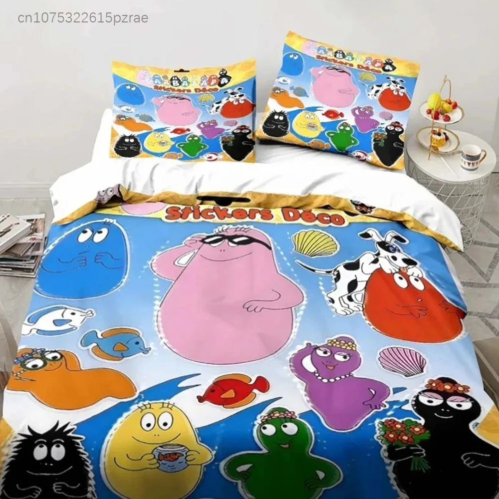 Anpassbares Bettwäsche-Set mit Namen für Kinder, Les Barbapapa, Schlafzimmer, weiche, moderne Bettdecken, bequeme Bettdecke, Bettbezug, Kissenbezug
