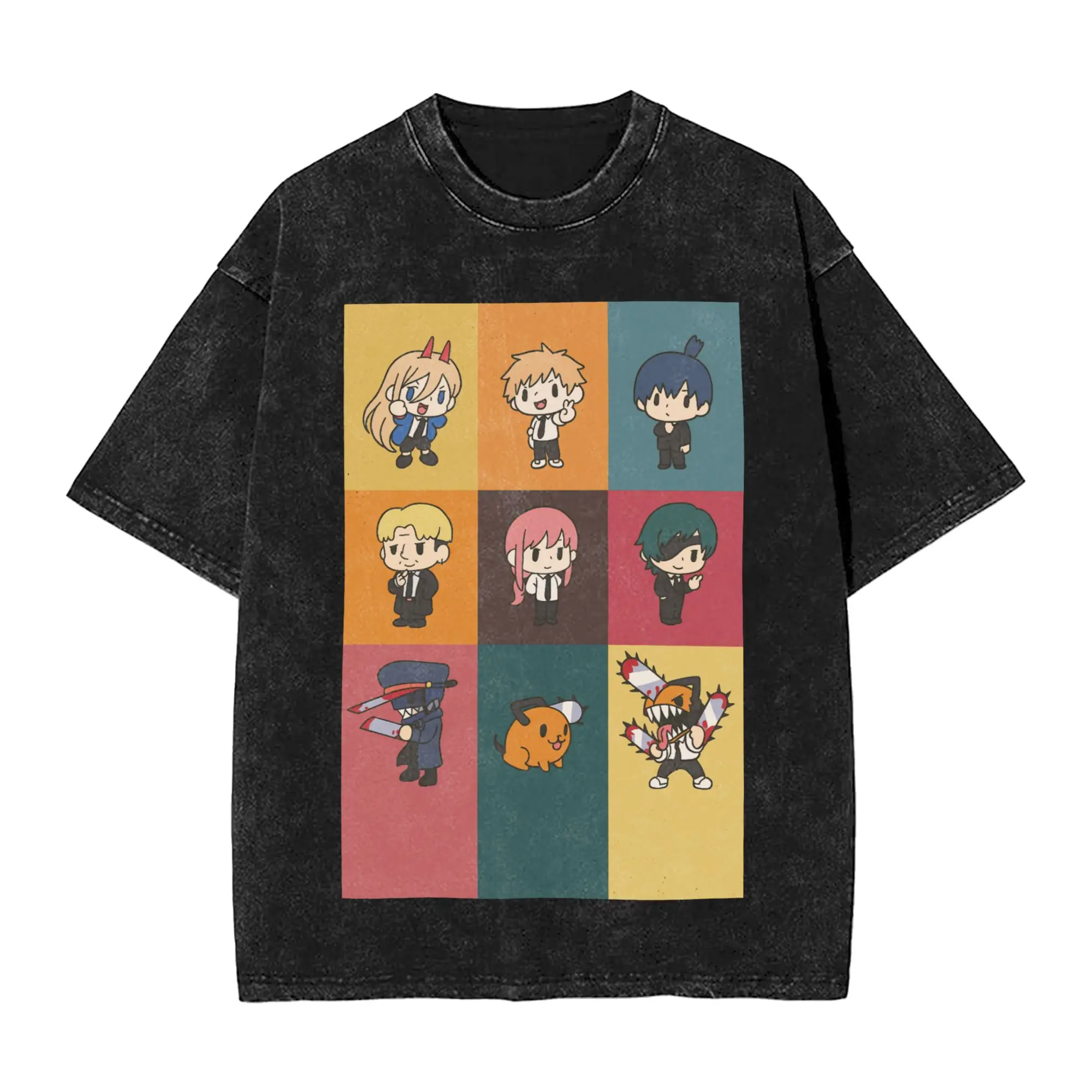 

Футболка для пар, аниме, бензопила, мужские потертые футболки, хиппи, Kobeni, манга, Denji Power Reze, летние футболки Y2K, повседневные топы, горячая распродажа