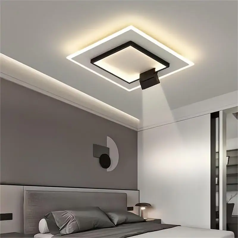 New Rectangular Modern Minimalist Ceiling Light Personality Living Room Main Llight with Spotlights