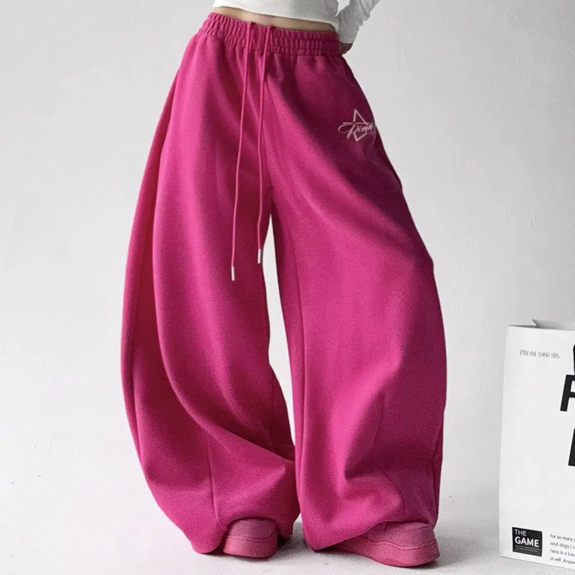 Amerykańskie jesienno-zimowe nowe spodnie dresowe, grube i cienkie legginsy, luźne spodnie dresowe, streetwear damski.