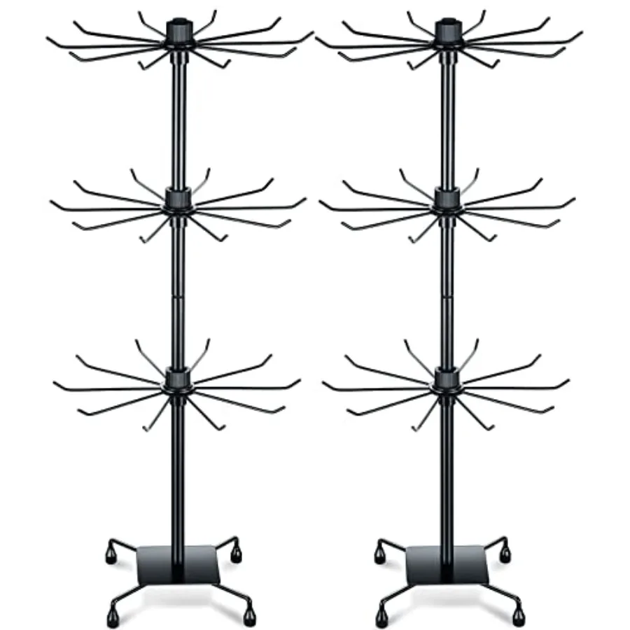 

2 Pcs Rotating Display Stand Jewelry Display Rack with Hooks Metal Earrings Stand for Vendors Necklace Bracelet Selling Black28