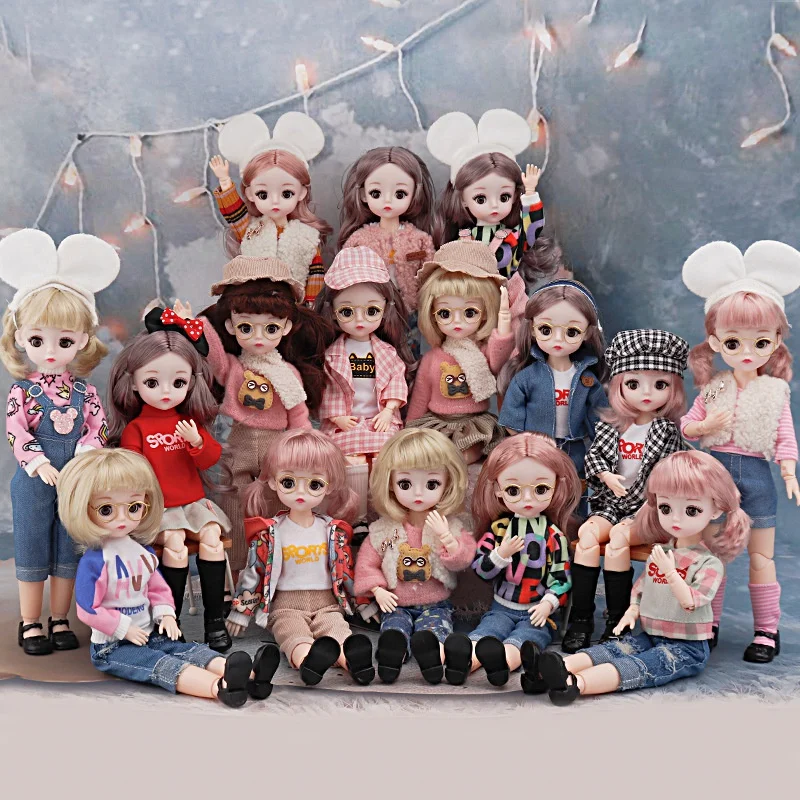 Winking Eyes 1/6 Bjd Doll ( Option B ) or Clothes ( Option  A ) 22 Moveable Joints 30cm DIY Handmade Dolls Kids Toy Girls Doll