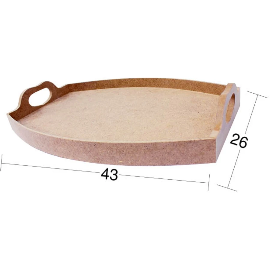 T762 Small Oval Tray, Can Be Painted Mdf Raw Wood Tray