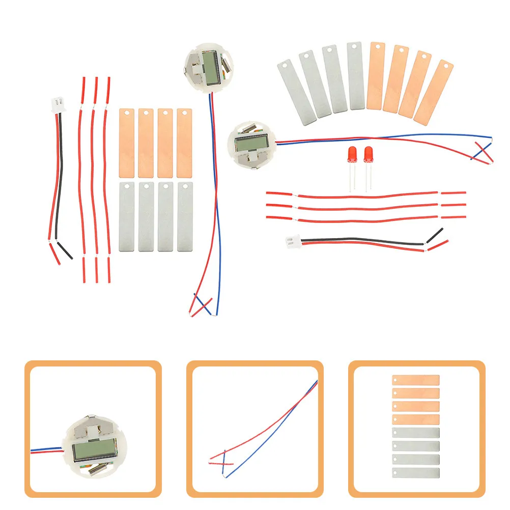 4Sets DIY Fruit Battery Physics Science Kit Kids Electric Circuit Experiment Set with Zinc Copper for Home School