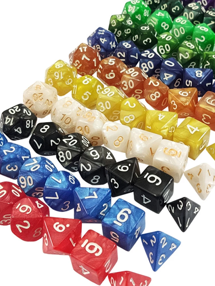 7 pièces/ensemble jeu de dés multicolores plusieurs couleurs polyédriques RPG DND jeu de rôle Dragons jeu de société dés multiples avec des sacs TMZ