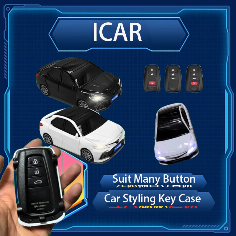 

For Camry Model Car Key Case for Toyota 2018-2022 RAV4 Camry Corolla Avalon C-HR Prius GT86 Highlander Key Cover Fob Keychain