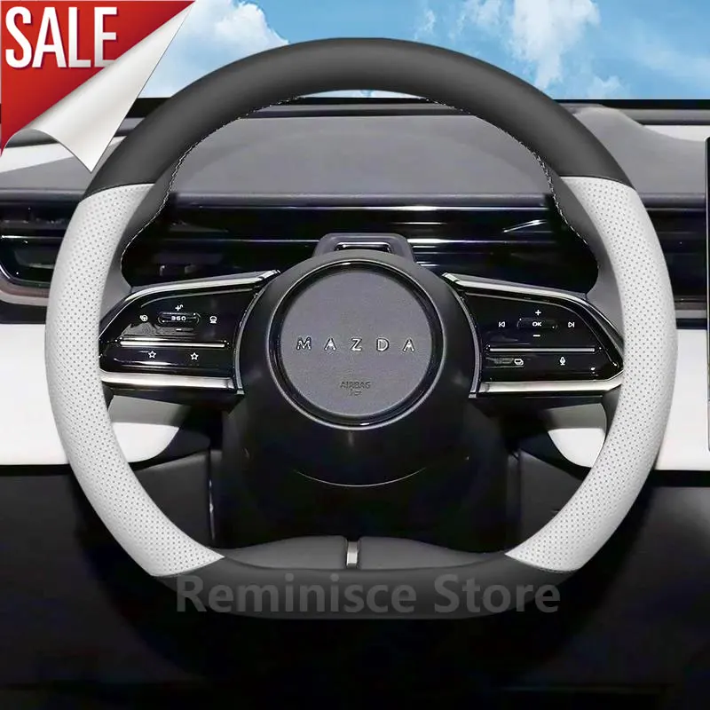 Leather Car Steering Wheel Cover For Mazda EZ-60 EZ60 2025 2026 EZ-6 EZ 6 2025 Non-slip Auto Interior Mazda EZ 6 Accessories