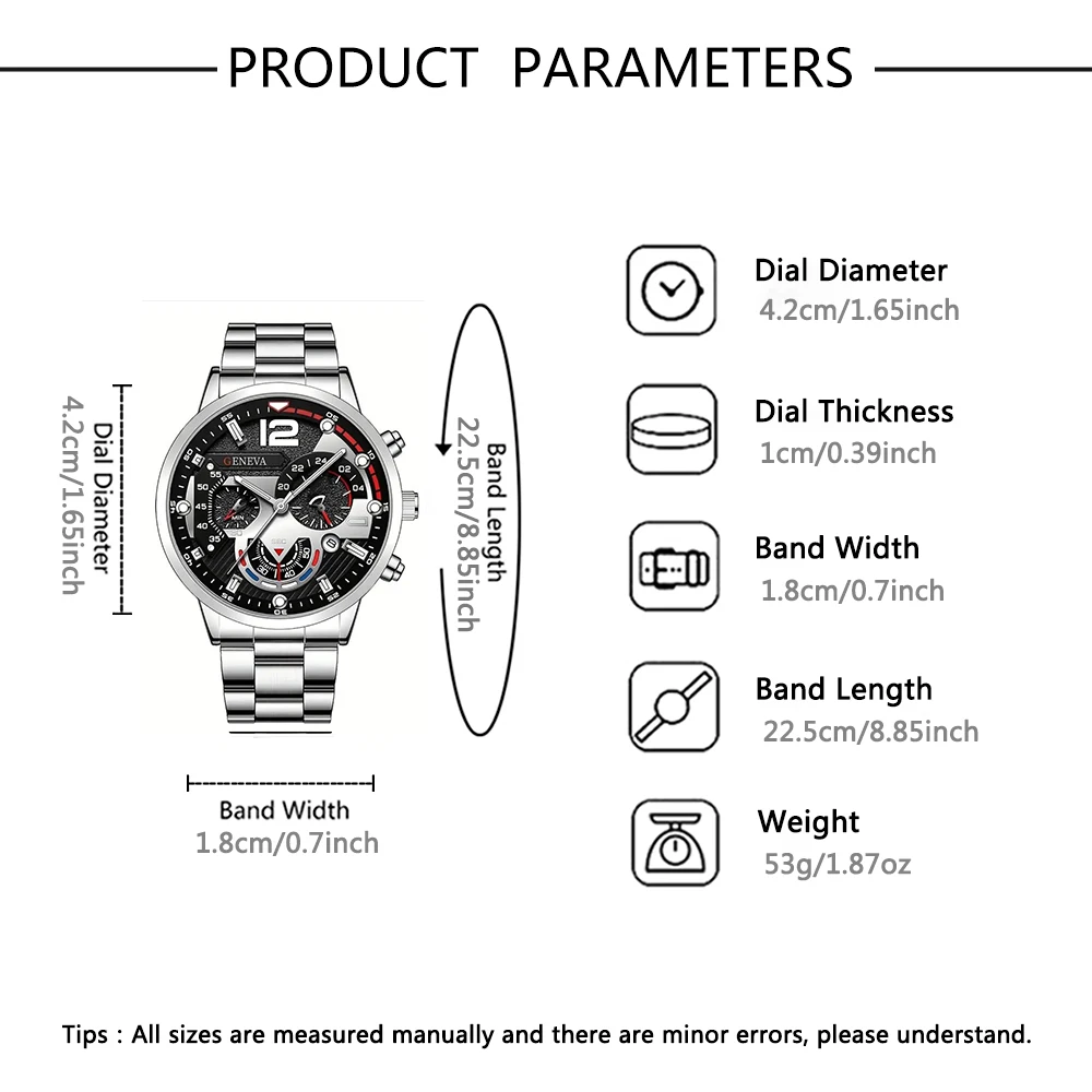 Men's Luxury 2-Piece Watch Gift Set | Stylish Quartz Watch & Accessories for Everyday Elegance