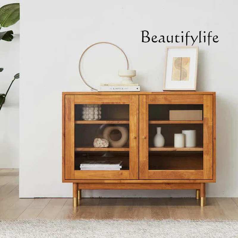 Nordic alle massivholz esszimmer seite schrank moderne einfache tee schrank esszimmer hause licht luxus wohnzimmer glas lagerung