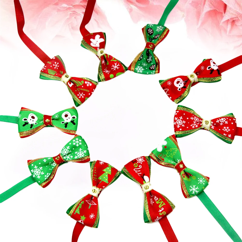 

20Pcs Christmas Adjustable Bow Adjustable Bow Tie Tie Pet Necklace Bowknot Shape Party Supplies Dog Walking Soft Durable