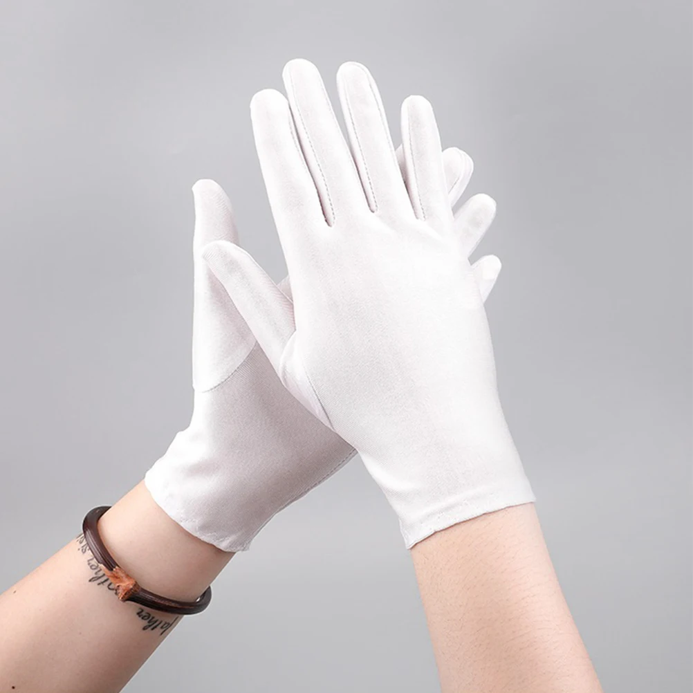 

Spandex Jewelry Gloves Elastic Etiquette 5 Pairs Women White Spring Soft Lightweight Premium Material Fit Most People Efficient