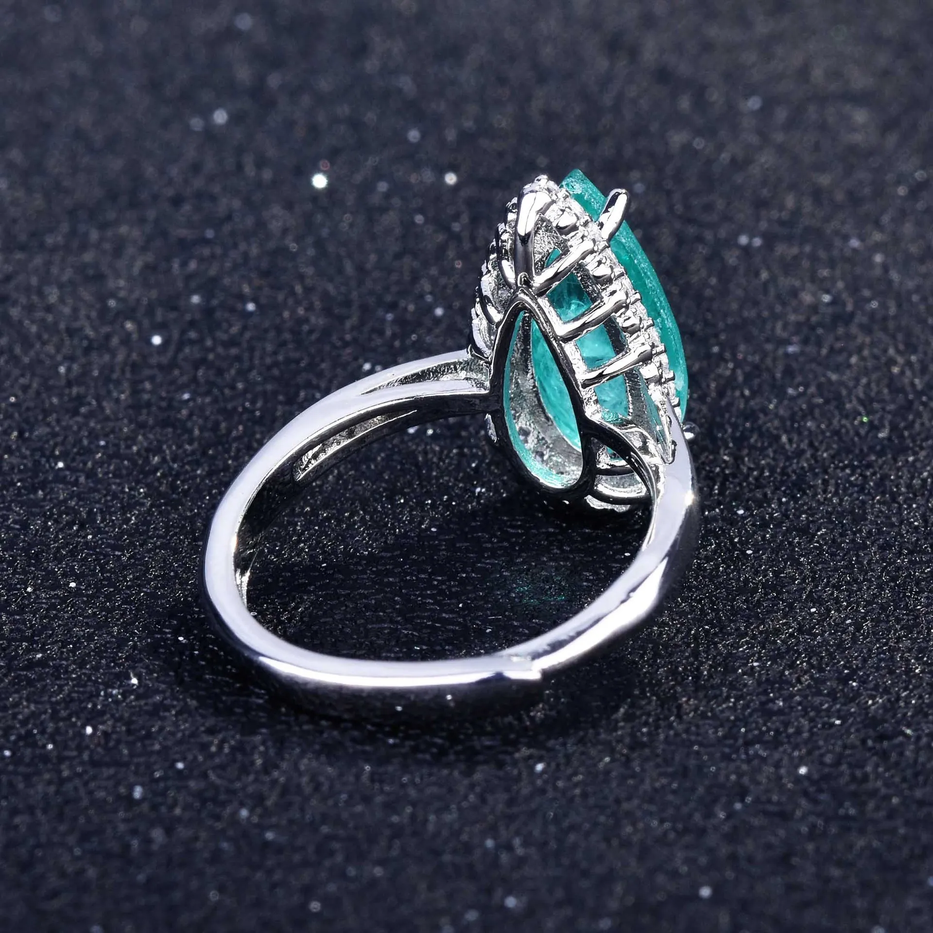 Luxuriöses Geometrisches Parairaite-Edelstein Silberschmuck-Set für Damen mit Miniatur-Diamant-Ensemble – Detail 34