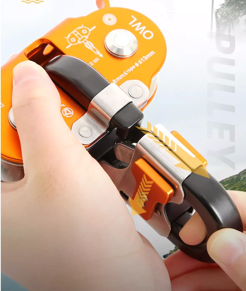 Xinda Fall Arrester Double Pulley Crossing Zip Line Twin Wheels Aluminum Alloy Lightweight for Rope Safety Climbing at Height