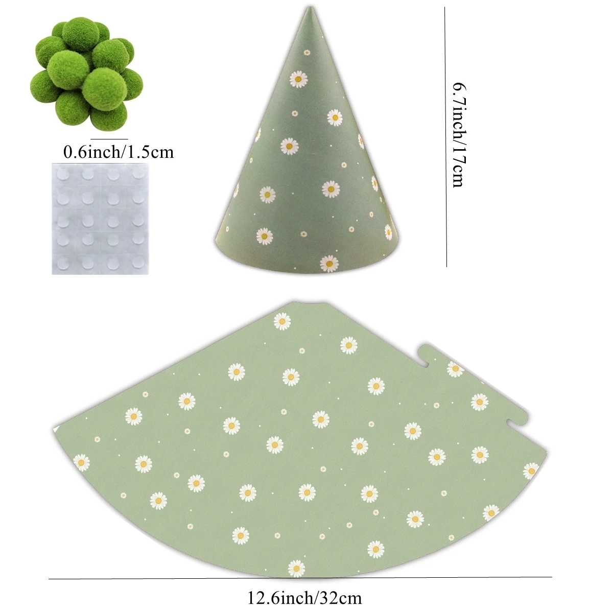 6pcs Pink Daisy Flower Paper Hats Multi Party Hat For Baby Shower Kids Daisy Birthday Wedding Party Decorations DIY Gifts Supply