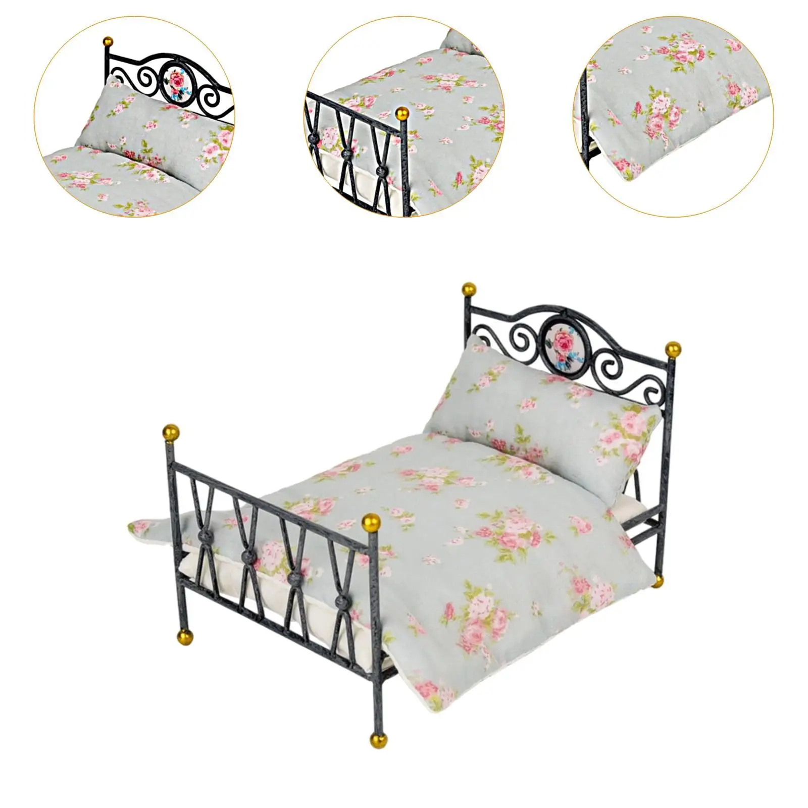 1/6 ドールハウスベッド DIY シーンアクセサリー寝室の家具部屋の寝室