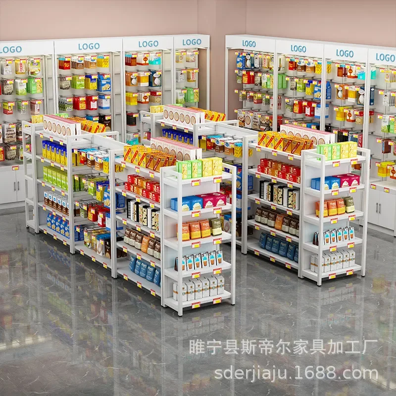 Double Sided Supermarket Display Shelf for Convenience Store Snack Stationery Product Sample Storage Rack