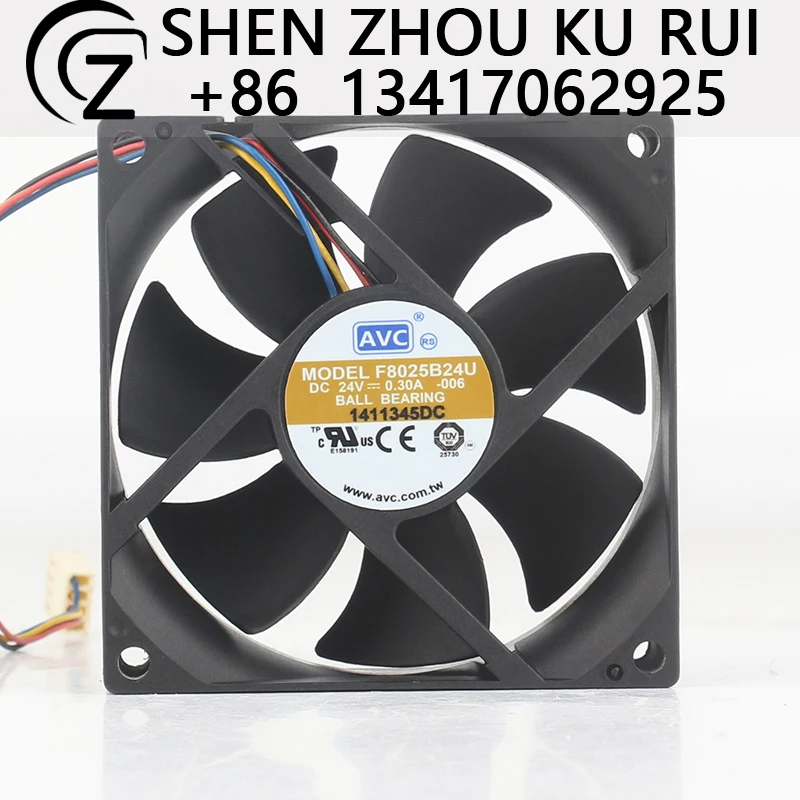 AVC 24V 0.30A 8025 Four-wire PWM double ball bearing speed measurement F8025B24U cooling fan