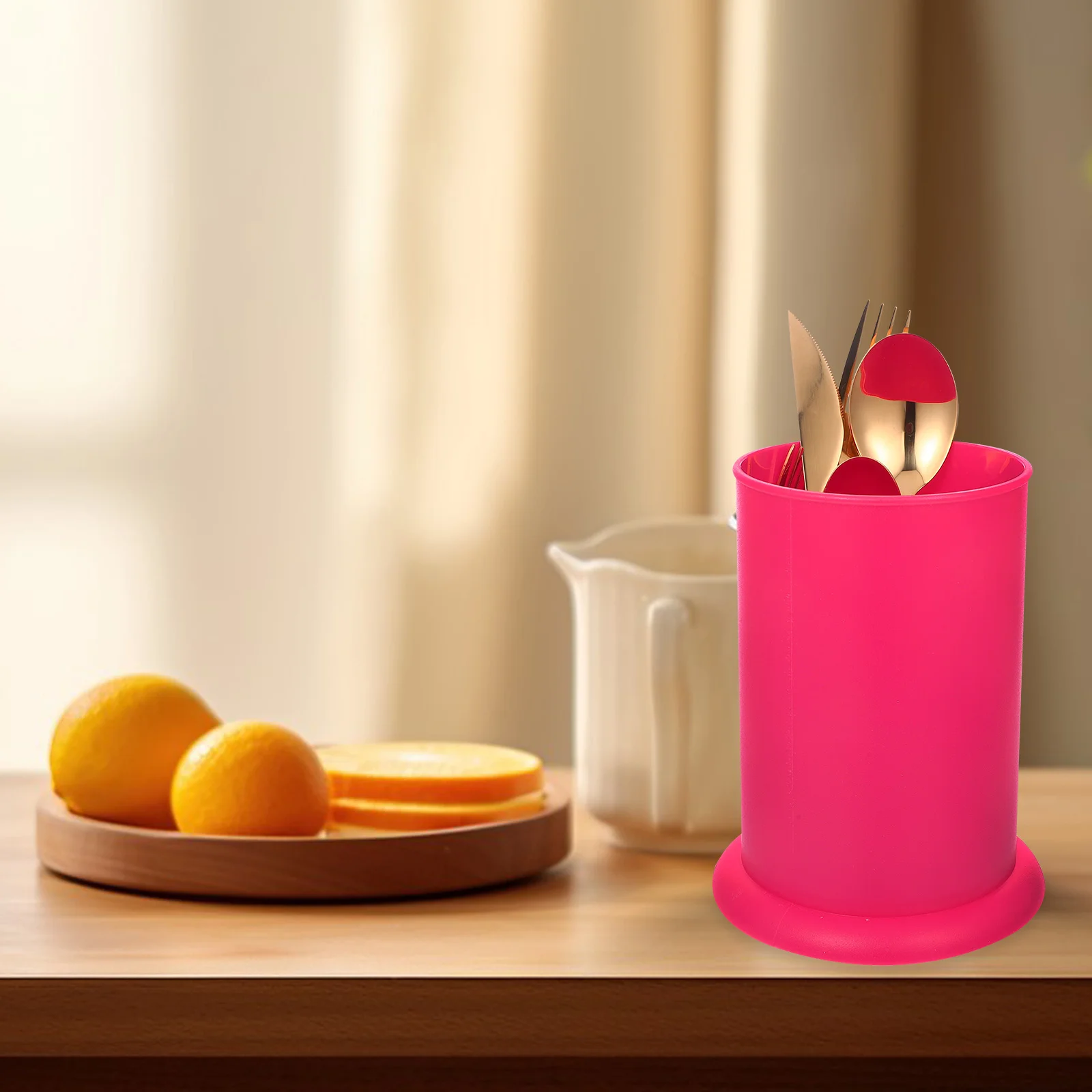 

Pink Small Kitchen Utensil Holder Cutlery ganizer Chopstick Bucket Plastic Spoon Fork Storage Decor Container