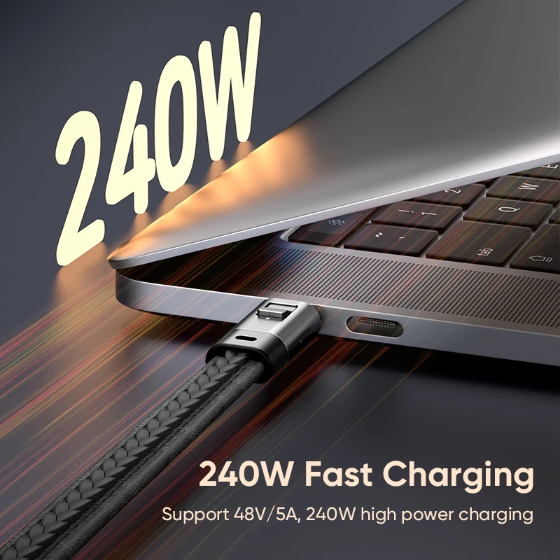 240W Mobile Fast Charging Cable Type-C to Type-C Keychain Anti Loss Hanging Rope 48V5A Short Line Laptop Tablet Charging Cable image 5