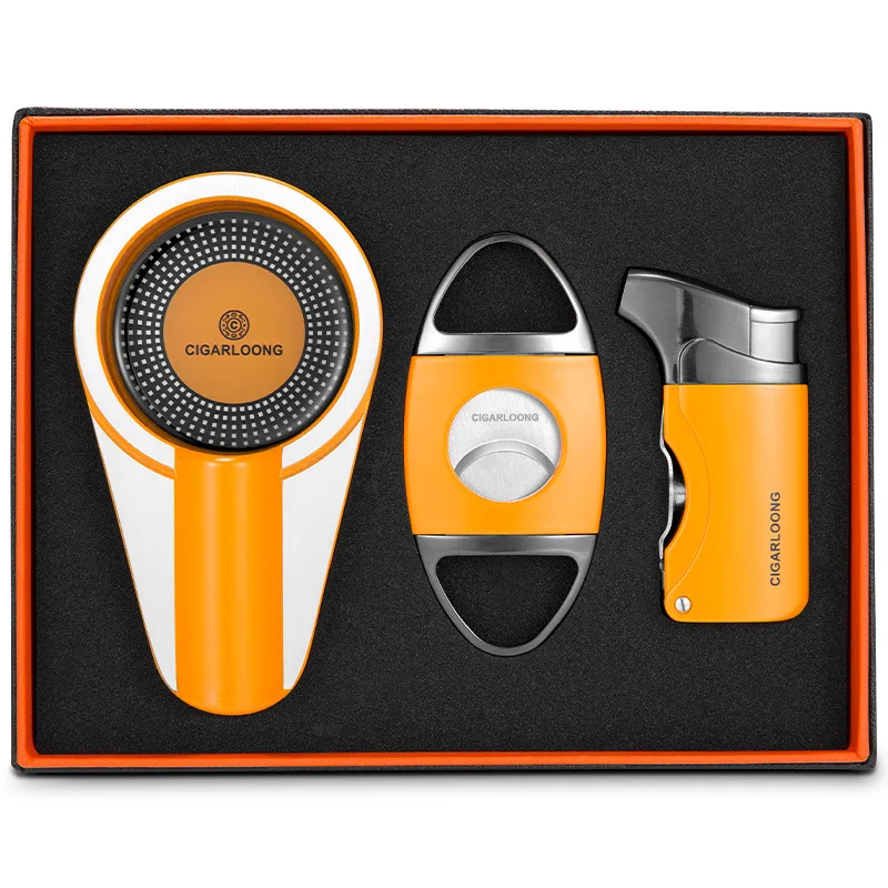 Tijeras y herramientas de corte más ligeras a prueba de viento con cineteros perforadores Ceniceros de viaje Juego premium de 3 piezas de cigarros de Cuba