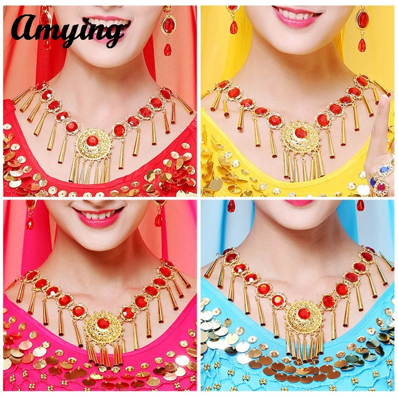 Women Belly Dance Neck Chain Gorgeous Indian Dance Performs Neckchain Lady Dance Costume Accessories Girl Shiny Stage Necklace