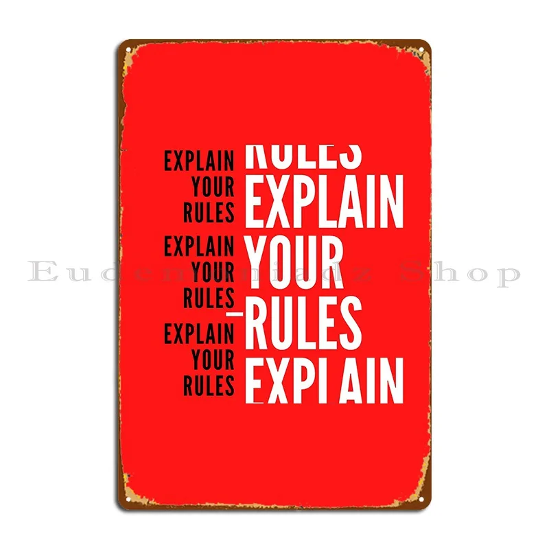 explain your rules red Metal Sign Designs Cinema Club Design Plaques Tin Sign Poster