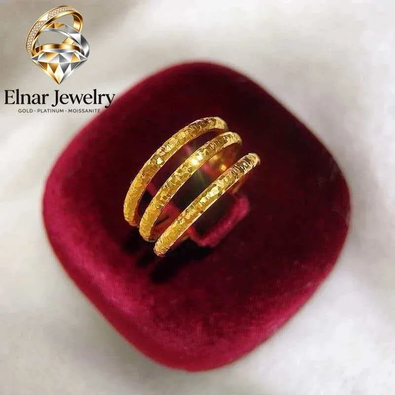 

Elnar Jewelry 2mm Broken Ice Closed Ring Women 24K Gold AU999 - Light Luxury Ice Craft, Unique Trendy Beauty