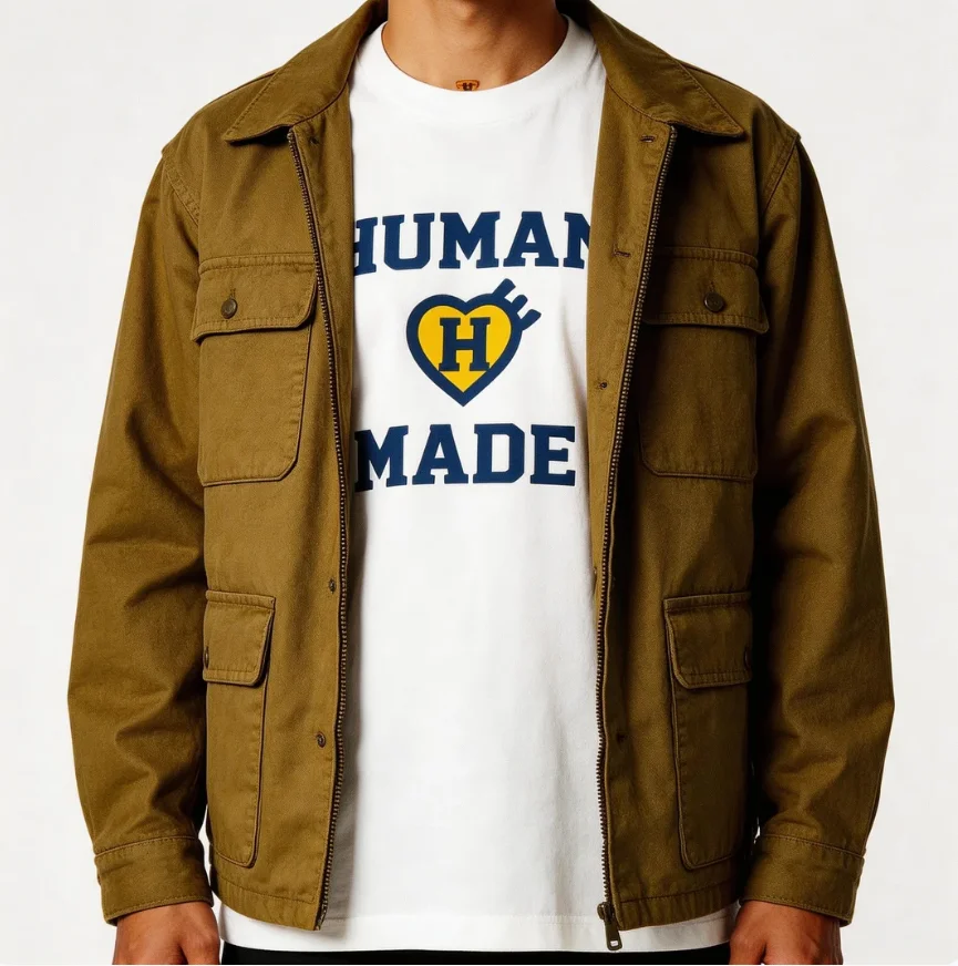 

Футболка унисекс с круглым вырезом HUMAN MADE, японская футболка в стиле ретро с принтом в виде сердечек и букв, из плотного чистого хлопка, с короткими рукавами.