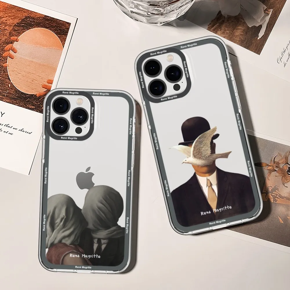 Чехол для телефона Rene Magritte для iPhone 11 12 Mini 13 14 15 Pro Max, прозрачный чехол