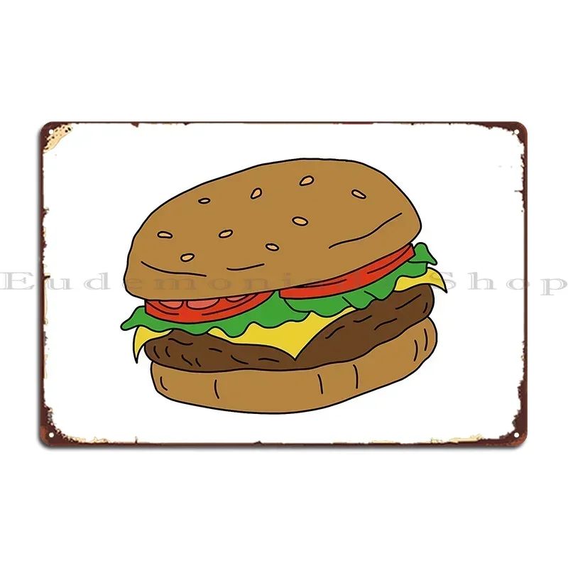 Burger Weißes Metallschild Poster Vintage Wanddekoration für Club Party Pub Bedrucktes Blechschild Poster