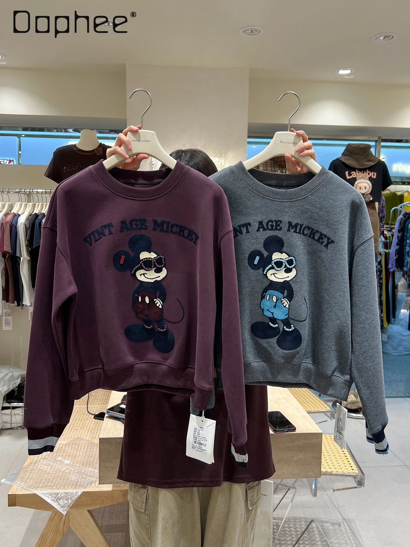 European Heavy Embroidery Crew Neck Sweatshirt for Women 2025 Autumn Winter High-end Cartoon Jacket Streetwear Women