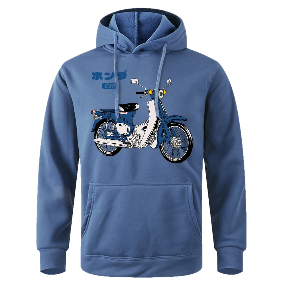 Classic Super Cub C50 Motorcyclesprint Men Hooded Soft Breathable Hoodies O-Neck Casual Hoodie Classic Harajuku Tracksuit Male