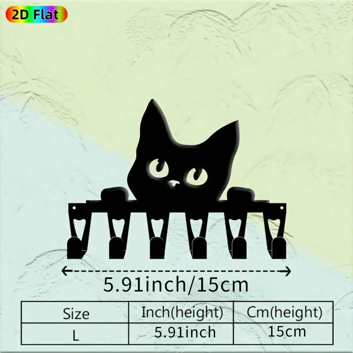 Minimalist Black Cat Iron Key Rack 6 Hooks Wall Organizer Cute Metal Hanger Entryway Hallway Bedroom Cat Themed Decor Gift
