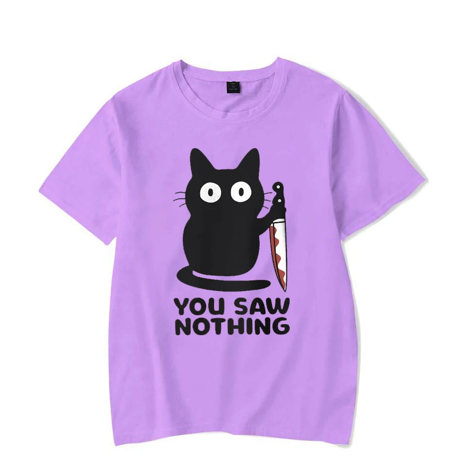 Round Neck Printed Funny Cat Men's Women's T-shirt Short Sleeve Breathable T-shirt Summer Funny Round Neck Oversize Couple's Top