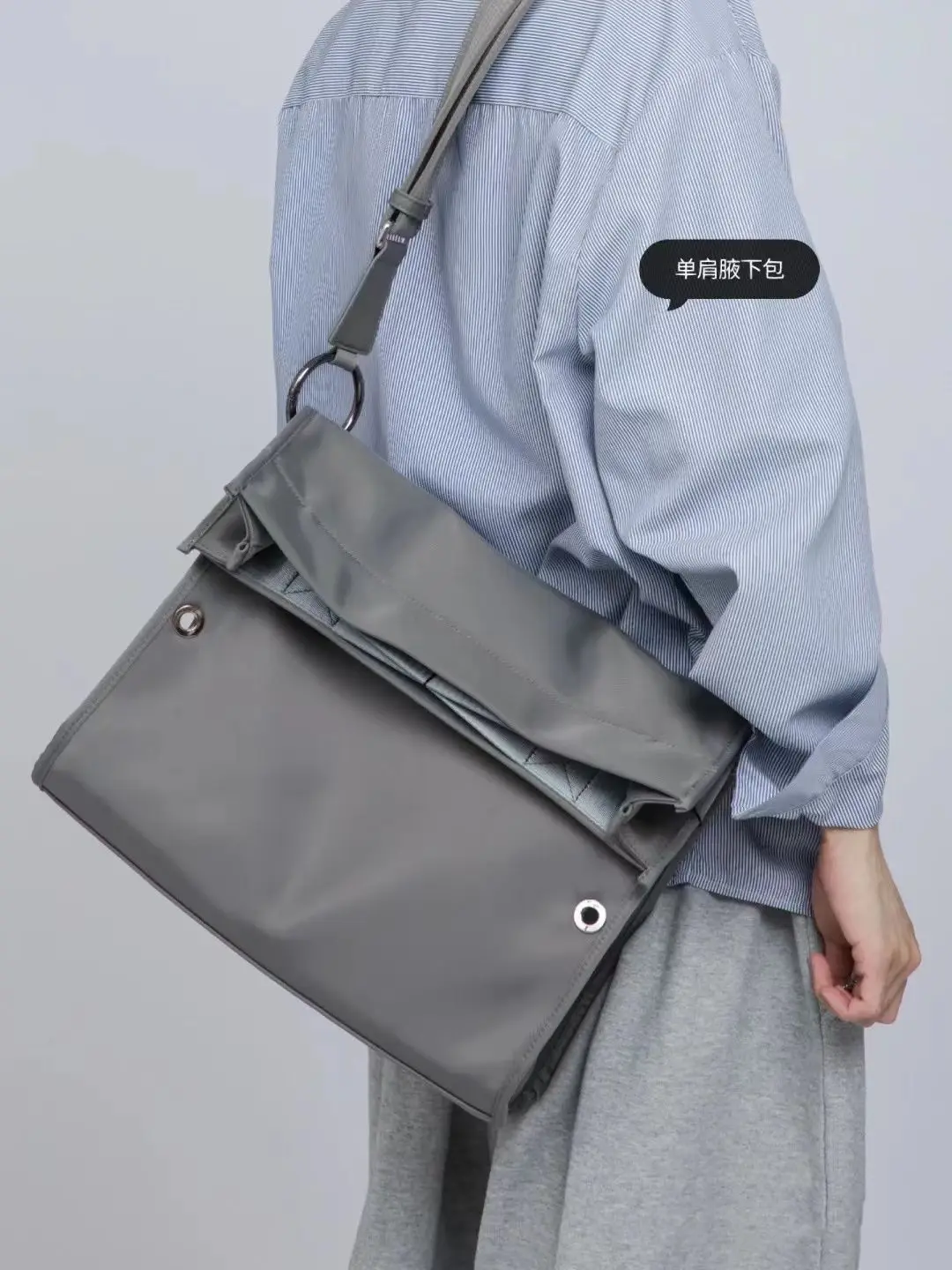 JIAERDI Nylon Grey Crossbody Bags Women 2023 Harajuku Aesthetic Large Capacity Handbag Female Vintage Casual Solid Mochila Y2k