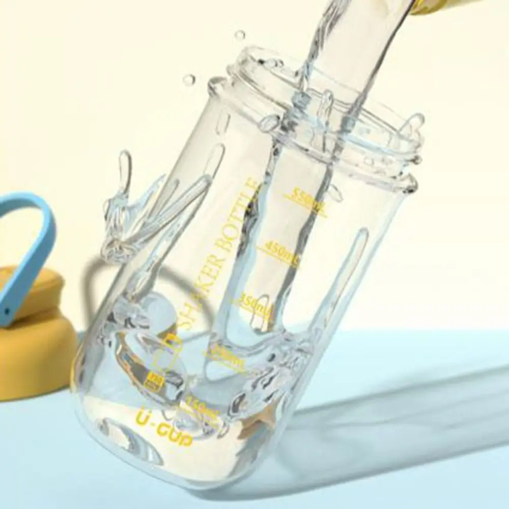 

Высококачественная пластиковая спортивная чашка для воды, прозрачная шкала, герметичные встряхивающие бутылки, защита от падения с ручкой, чашка для перемешивания для дома