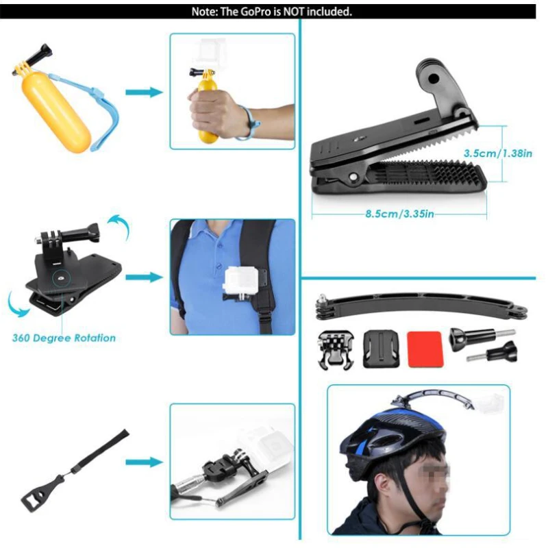 Gopro – ensemble d'accessoires pour caméra d'action, pour Hero 10 9 8 7 6 5, boîtier extérieur étanche, Kit d'écran universel 12 en 1