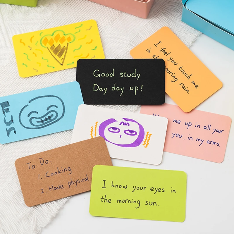 100 Sheets Per Box Colored Blank Flash Cards Thick Hard Paper DIY Hand Drawn Literacy Recognition Cards