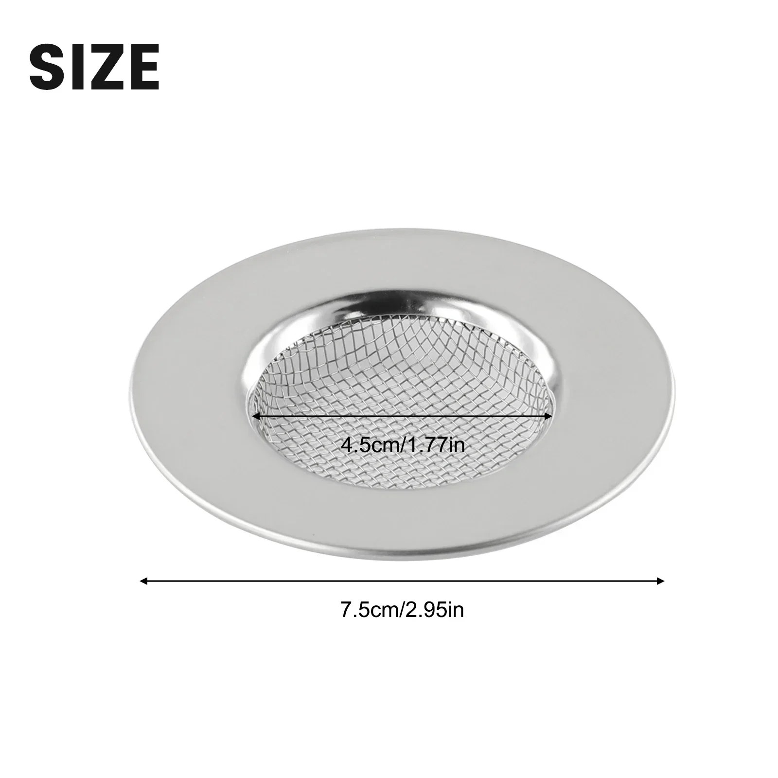 7.5 Cm Bathtub Hair Catcher Stopper Stainless Steel Shower Drain Hole Filter Trap Kitchen Metal Sink Strainer Floor Drain