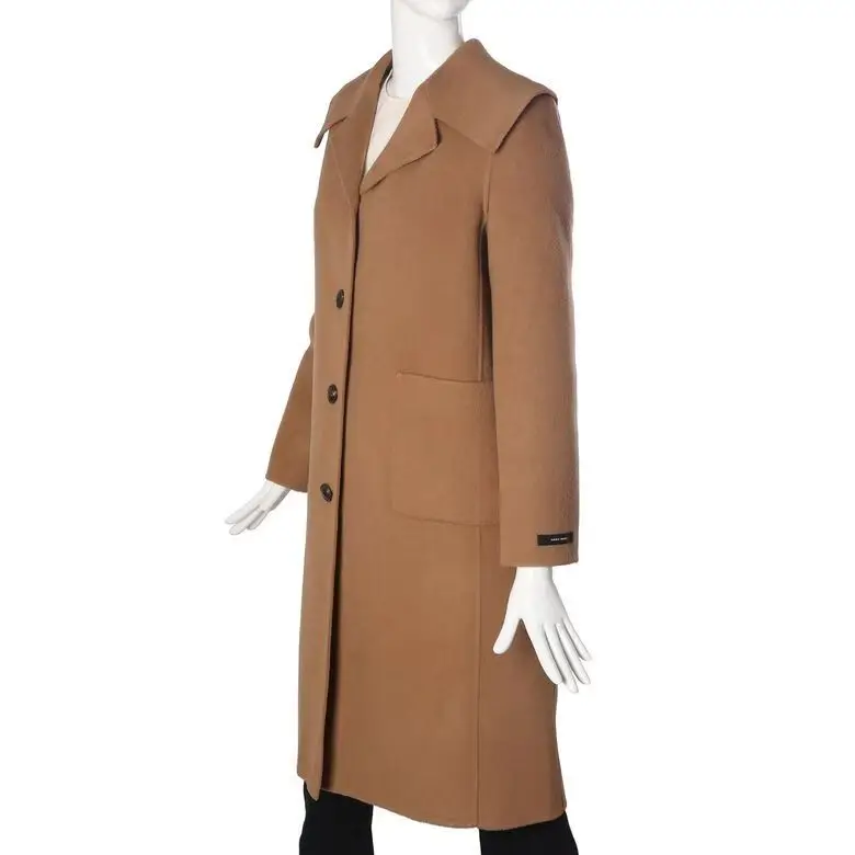 

Военно-морской воротник, двухцветное шерстяное пальто на одной пуговице, без пояса, женское модное весеннее пальто сезона 2025 года, другие материалы