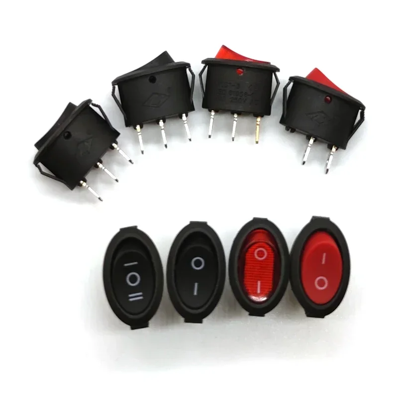 

5PCS Oval Power Switch AC Toggle IO ON-OFF Car Boat Push Button Rocker Switch 2P 3Pin 25x16.5mm Button Power Elliptic switched