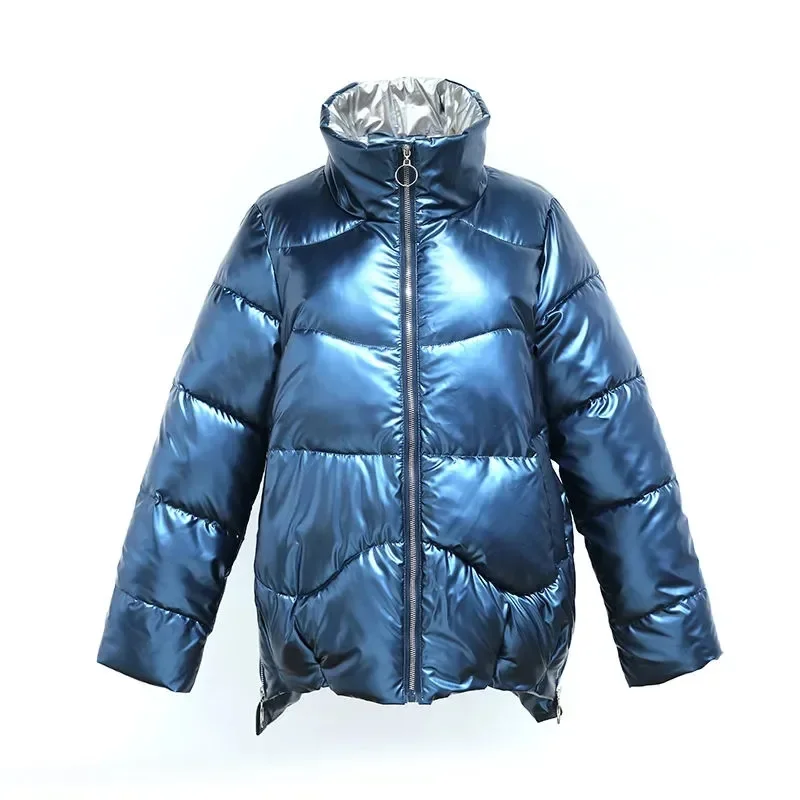 2023 nuova giacca invernale da donna lucida Parka Stand Callor piumino di cotone caldo Casual cotone imbottito Parka cappotto da neve