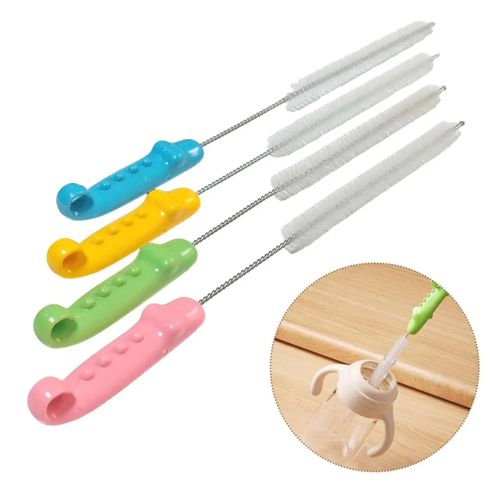 5Pcs Flexible Straw Cleaning Brush Crocodile Handle Nylon Bristle Cleaner Bendable Stainless Steel Tube Brush For Baby Bottle