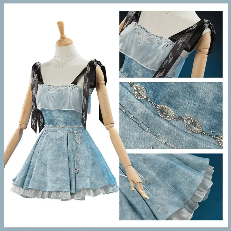 

CyGame Love and Deepspace Mc Player Cosplay Costume Xia Yizhou Caleb Birthday Girl Blue Camisole Dress Lolita Woman Sexy Party S