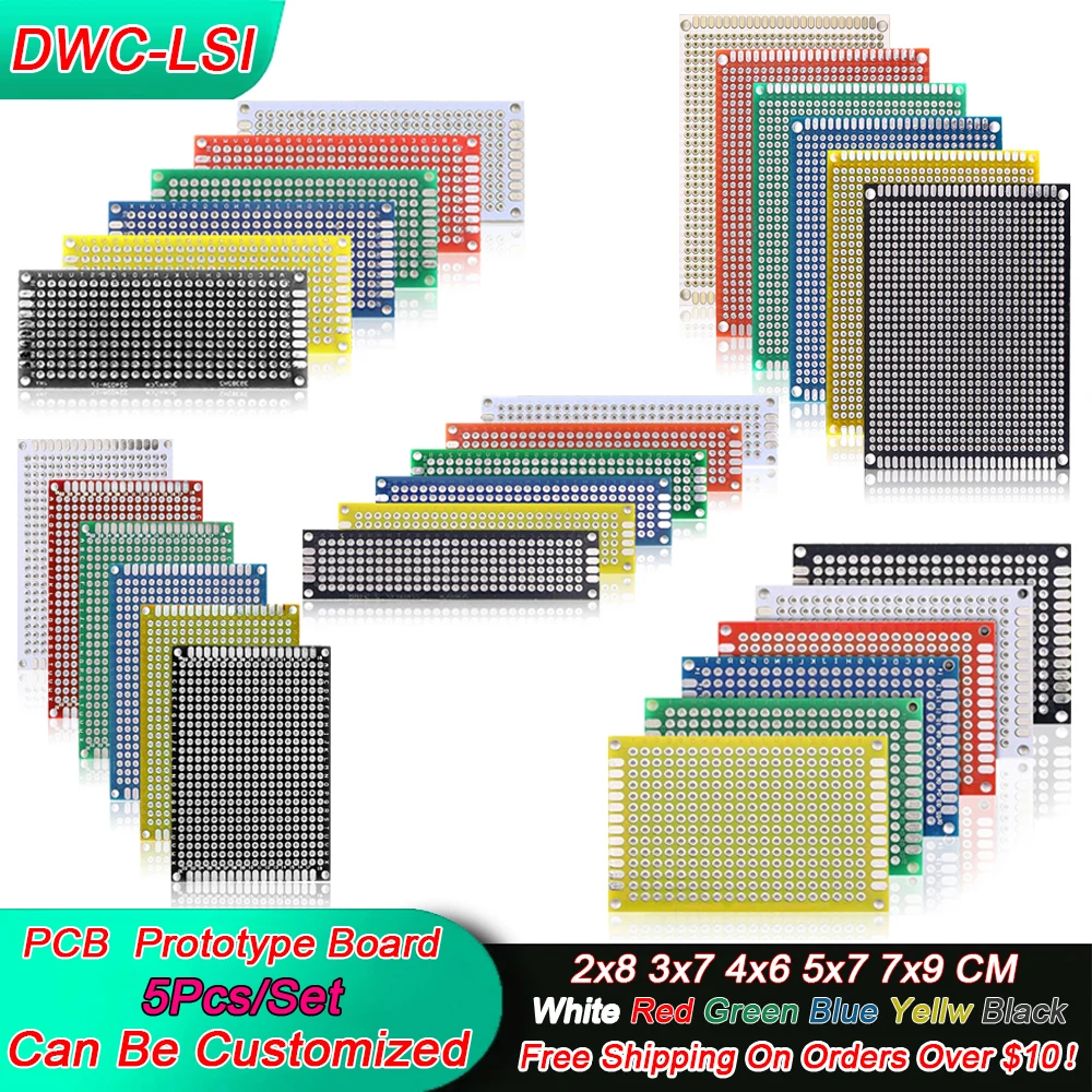 5 sztuk/zestaw 6 kolorów płytka drukowana płytka prototypowa 2x8cm 3x7cm 4x6cm 5x7cm 7x9cm dwustronne płytki drukowane DIY zestaw elektroniczny