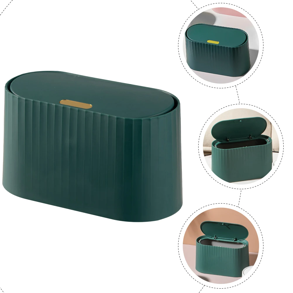 

Push Trash Can Desk Small Cans Household Miniature Rubbish Bin Lidded Waste PP Garbage Lightweight Compact Storage