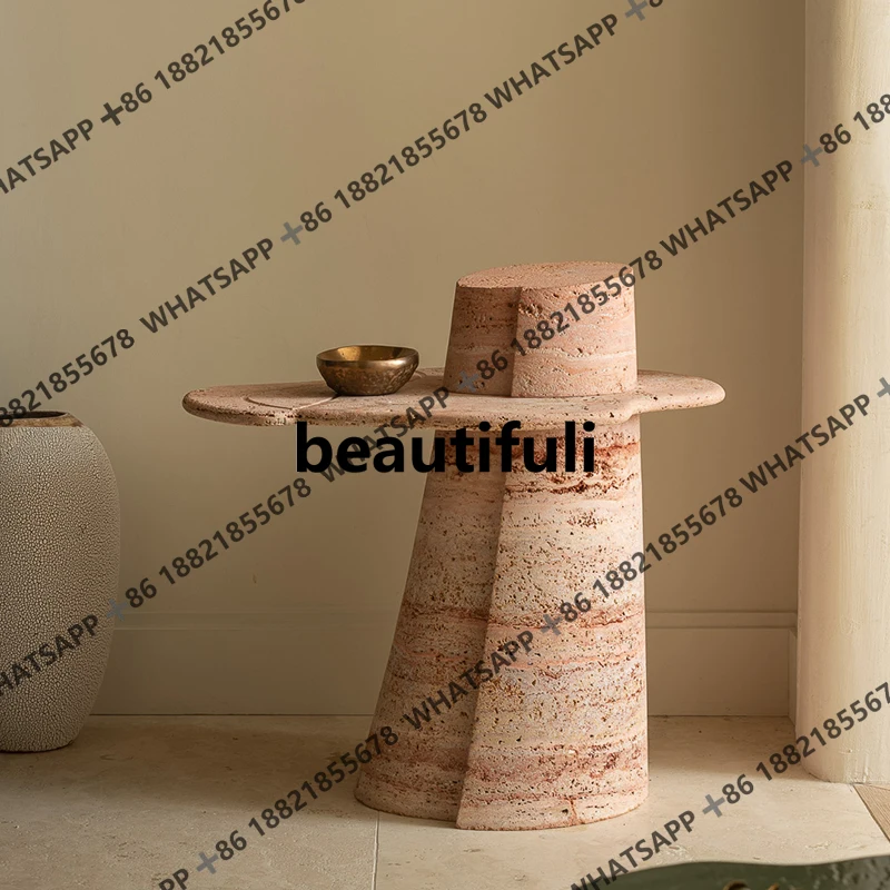 

Wabi Sand Wind Natural Travertine Edge Light Luxury Living Room Household Corner Creative Side Table